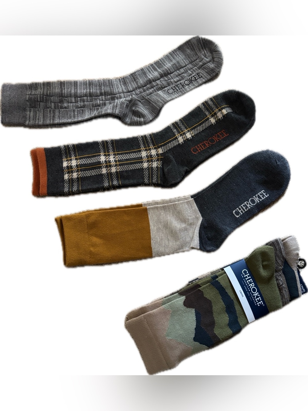 6 pair Cherokee Men's Crew Socks - poly/spandex - NEW